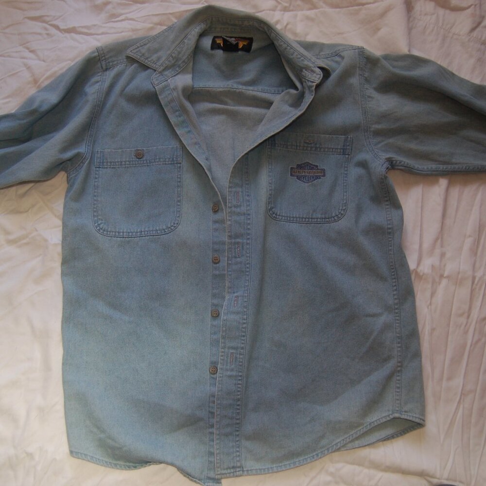 Vintage women's large Harley Davidson denim shirt